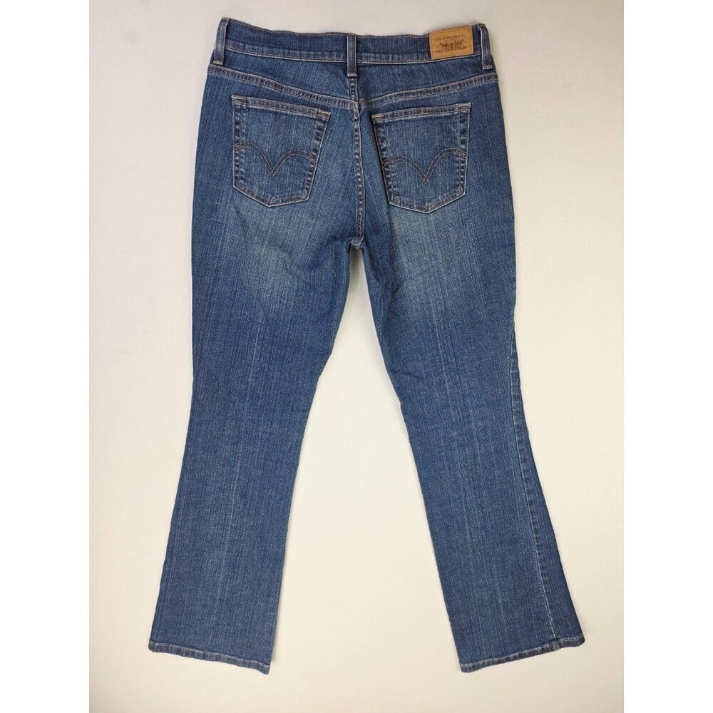 Levis Size 8 Medium Womens 515 Bootcut 32" Inseam Blue Denim 5 Pocket Logo Jeans